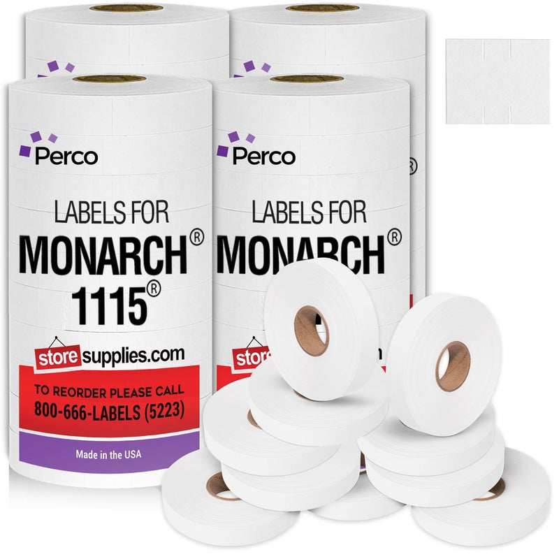 Perco White Pricing Labels for Monarch 1115 Price Gun, 4 Sleeves - 60,000 Price Marking Labels - Image 1